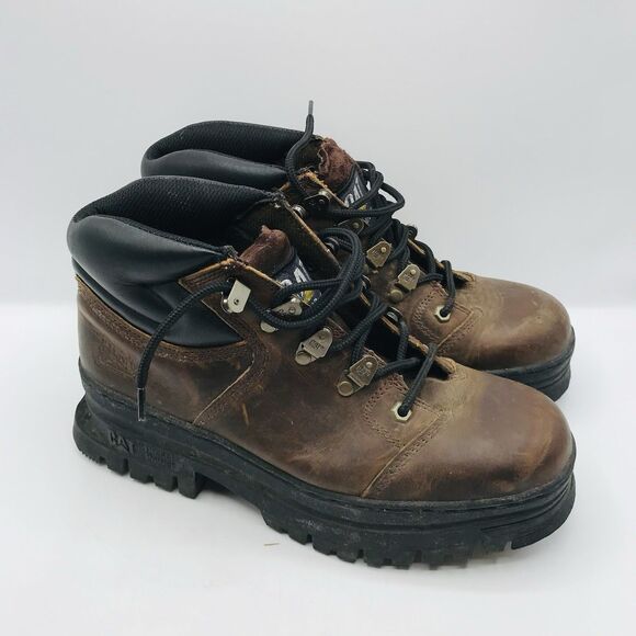 Caterpillar Work Boots Brown Leather Shoes Workwear Outdoor Hiking Mens 10 main image 16